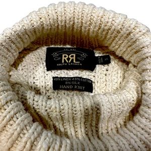 Ralph Lauren RR rare Chunky Knit cream sweater Hand knit Linen Silk Cotton